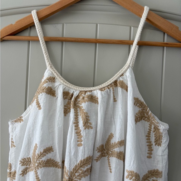 Impressions Boutique Palm Tree Embroidered Cotton Midi Dress Rope Straps Size M - Picture 6 of 14